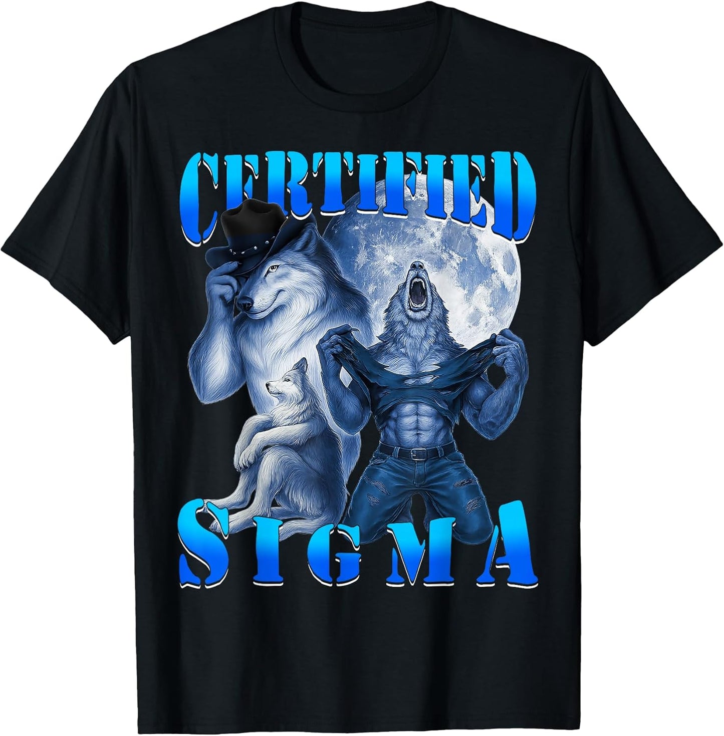 Certified Sigma Wolf Grindset Meme Bootleg Tee