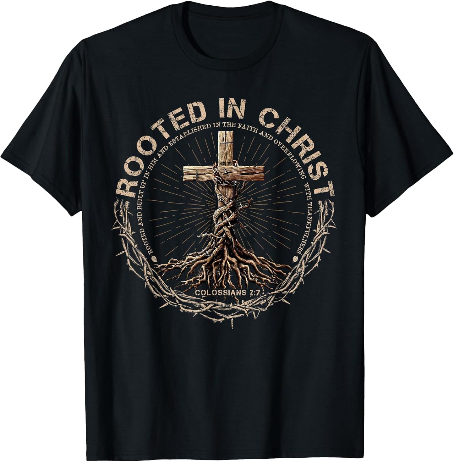 Rooted in Christ Shirt, Jesus Shirt, Vintage Cross Christian T-Shirt
