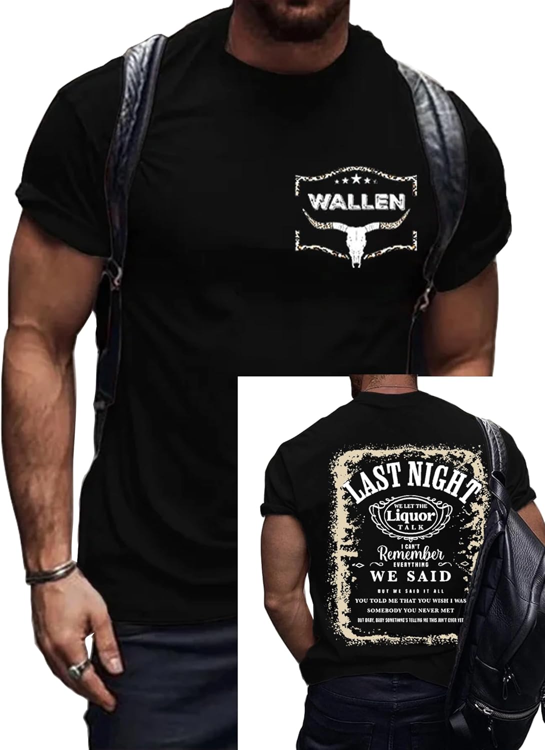 Men Last Night We Let Talk Tshirts Shirt Retro Western Vintage Steer Skull Country Music Tee Tops