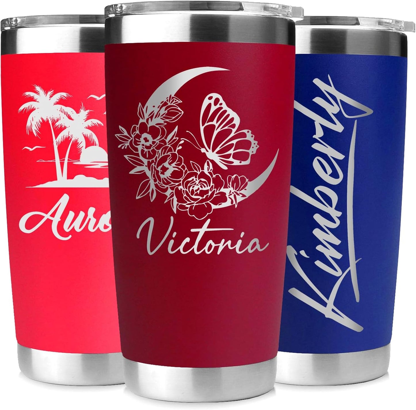 Personalized 20 oz Engraved Tumbler – Custom Name Stainless Steel Insulated Travel Cup, Double-Wall, Keeps Drinks Hot & Cold, Durable Powder-Coated Coffee Mug – Gift for Him, Her, Made in USA.