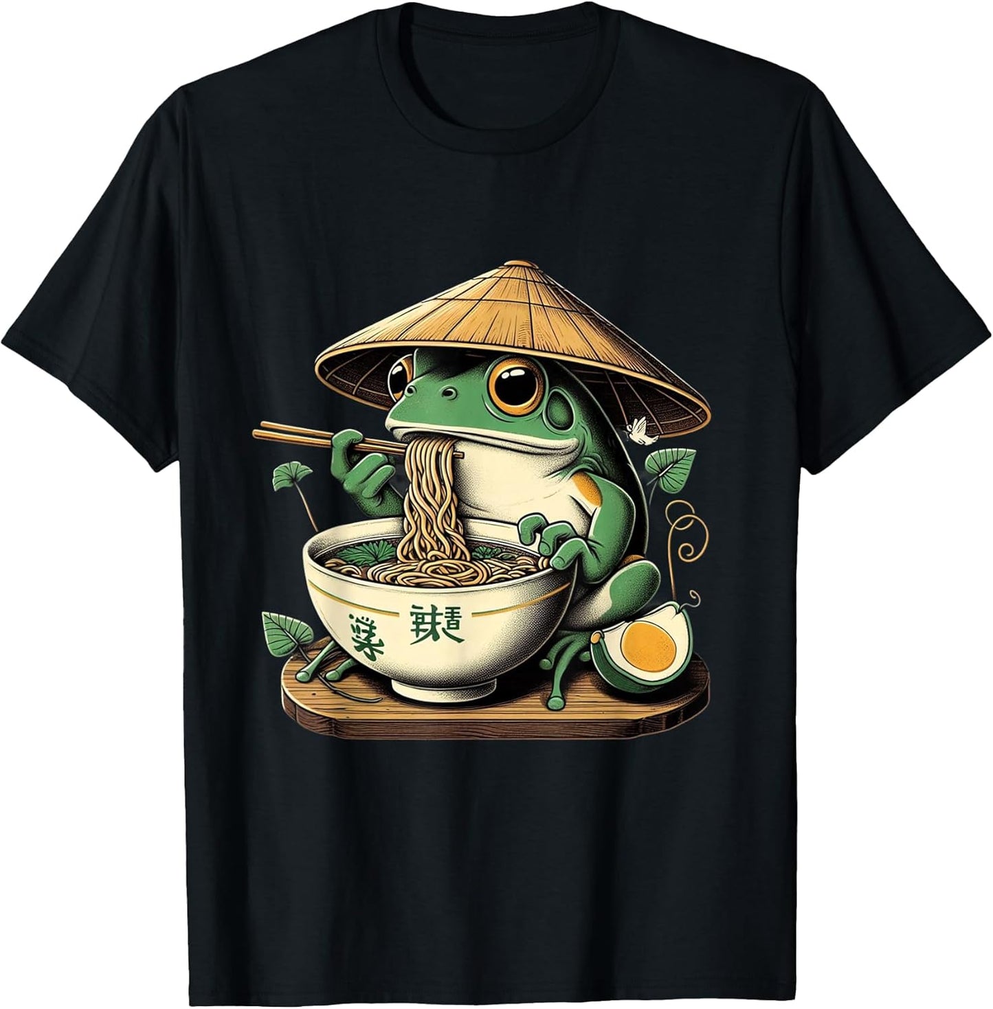 Frog Eating Ramen Kawaii Neko Japanese Noodles Anime Lovers T-Shirt