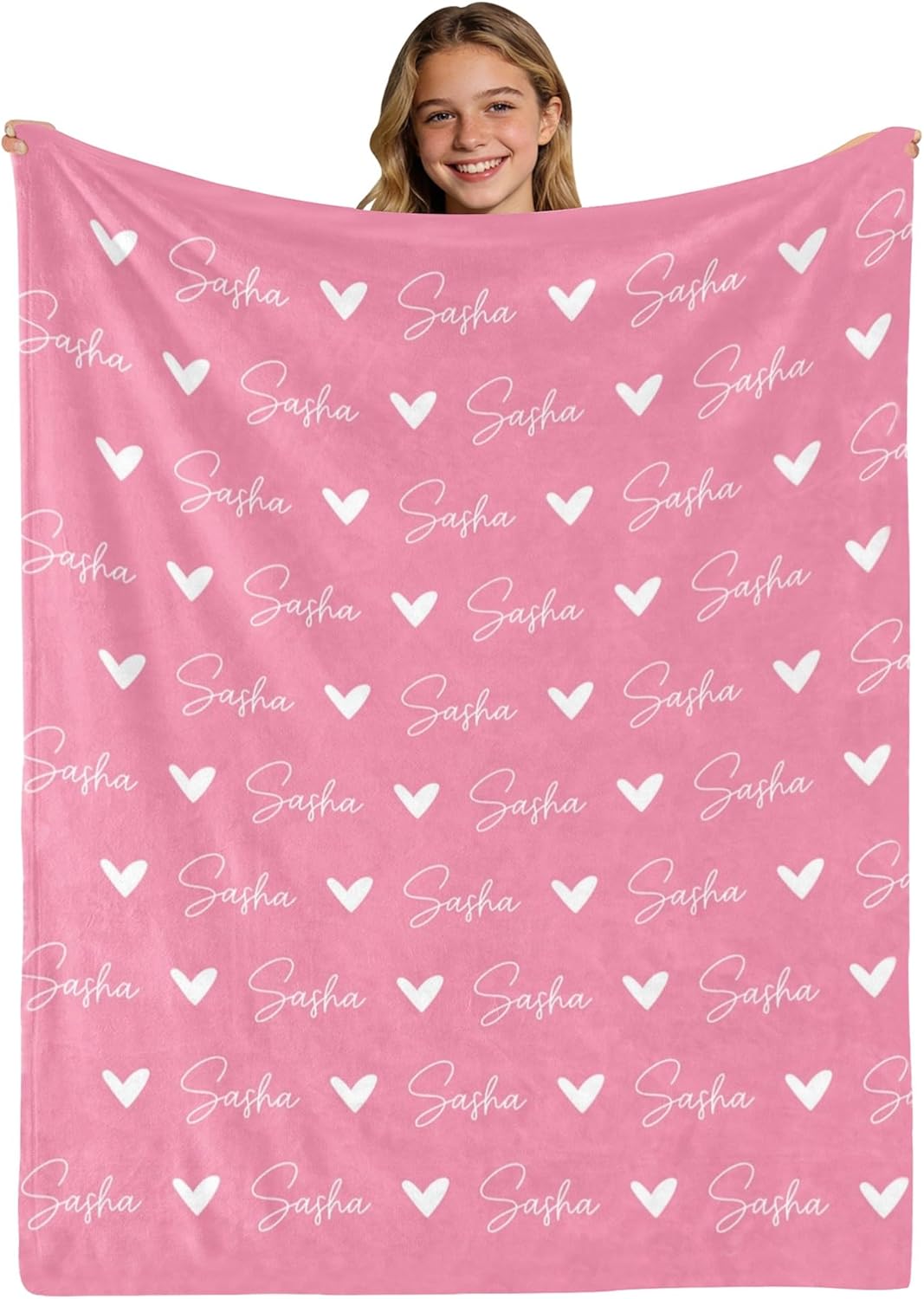Personalized Baby Blankets and Throws, Custom Blanket with Name, Personalized Valentines Blanket Gifts for Kids Her Teen Girls Boys, Ships Next Day (Magenta)