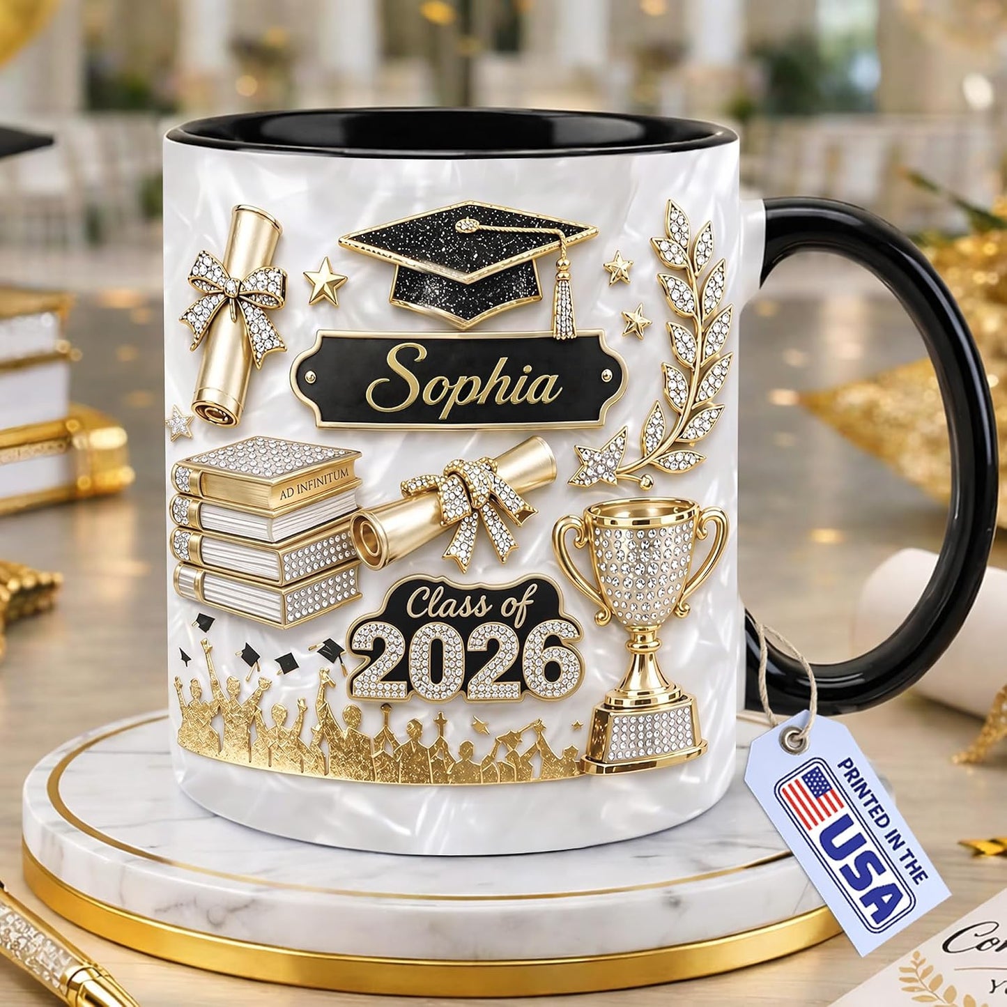 Personalized Graduation Mug - Gifts For Daughter Son From Mom Dad - 2D Flat Class Of 2026 Coffee Cup - College, High School, New Graduate Gifts For Friend, Newly Bachelor, Senior