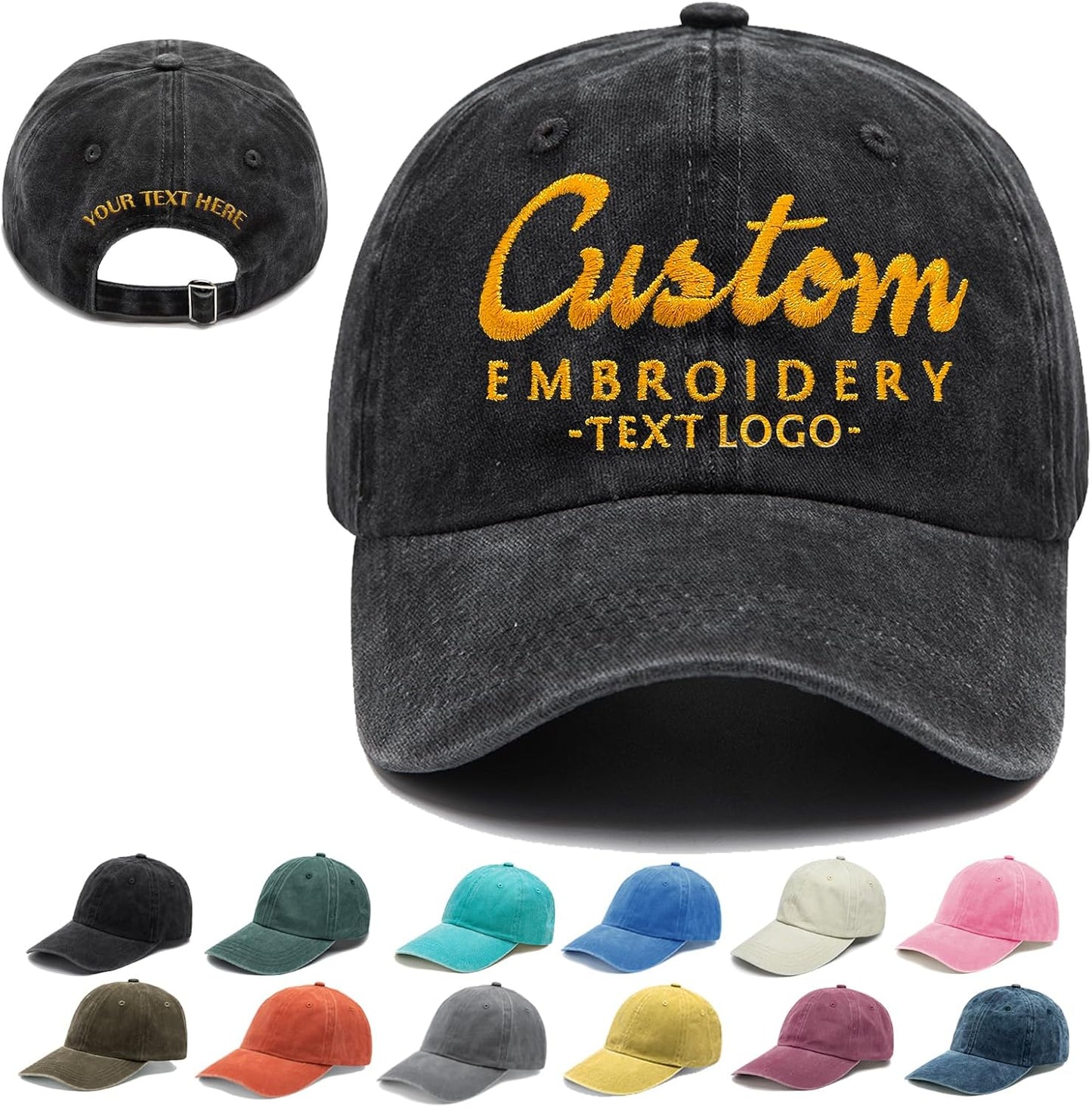 Custom Embroidered Hats, Personalized Baseball Hat with Text, Customized Ball Cap Gift for Men Women Team