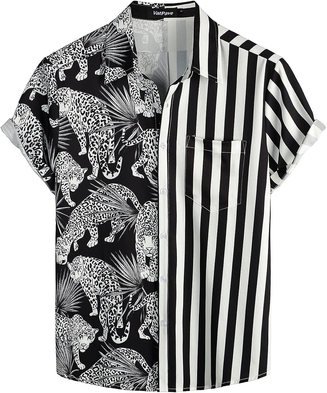 Mens Hawaiian Flamingo Shirts Casual Tropical Short Sleeve Button Down Shirt Summer Beach Shirts