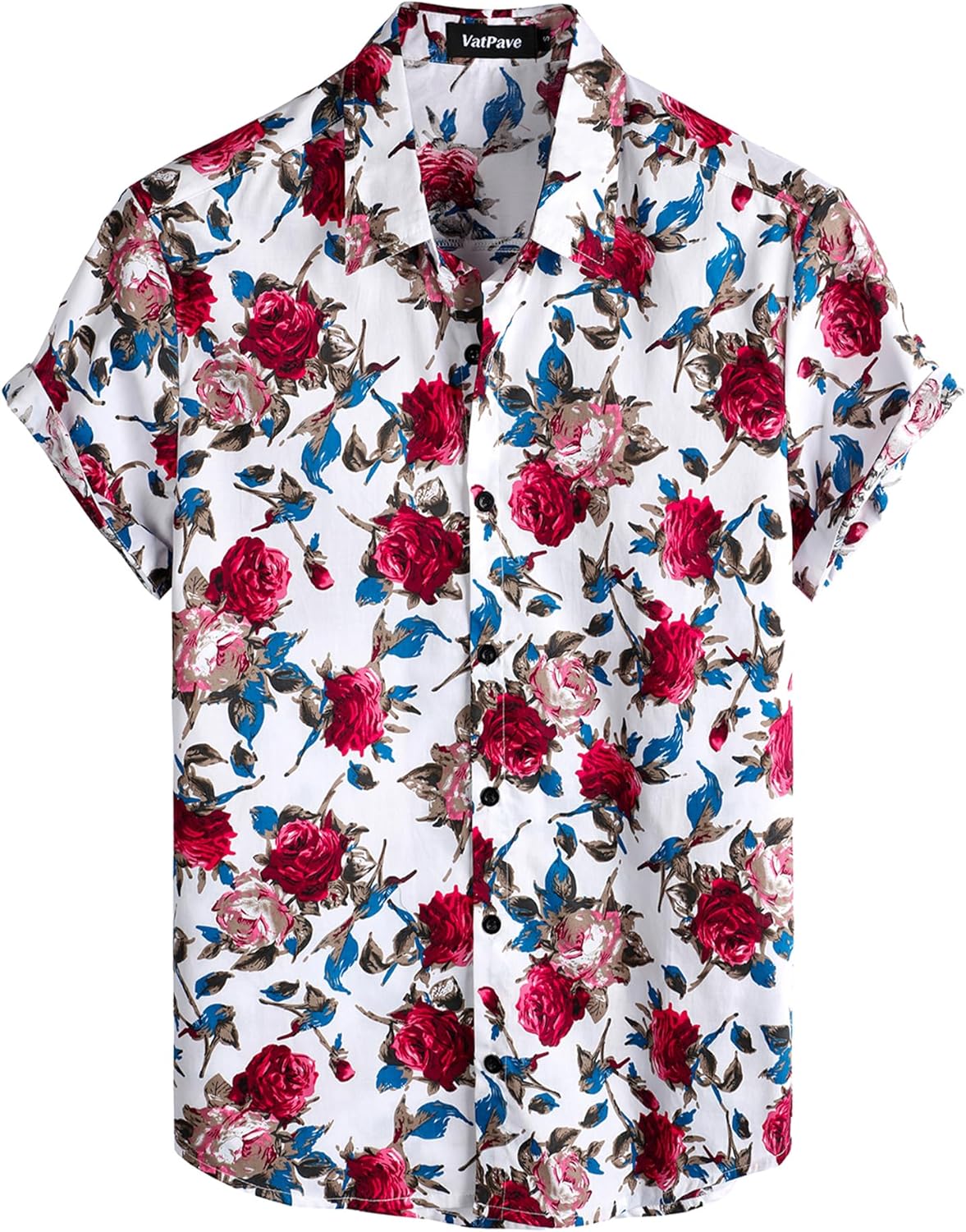 Mens 100% Cotton Hawaiian Shirts Floral Short Sleeve Button Down Shirts Summer Beach Shirts