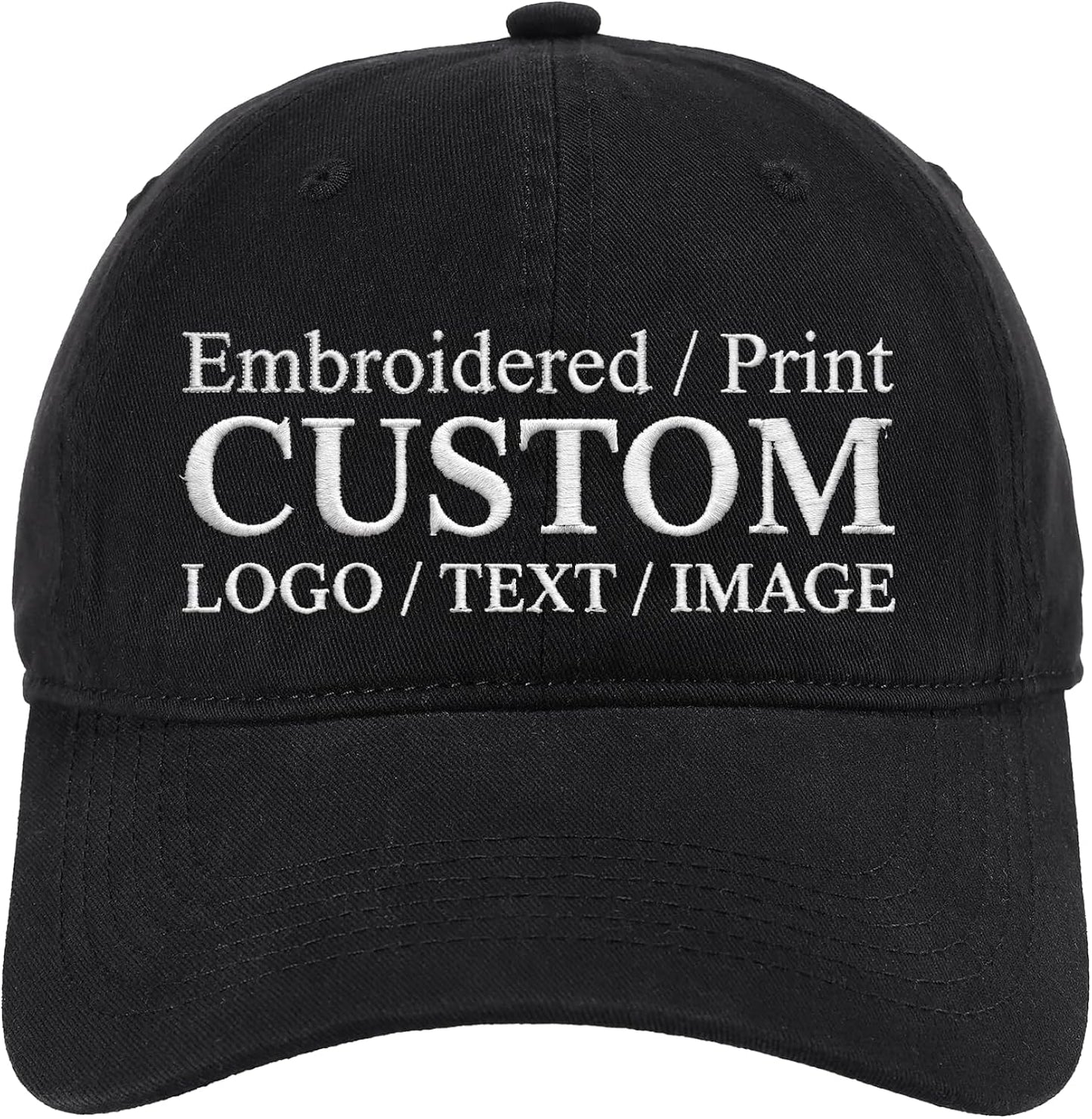 Bulk Custom Hat Embroidered/Printed - Add Your Own Logo/Text/Image Design Personalized Adjustable Baseball Cap for Adult