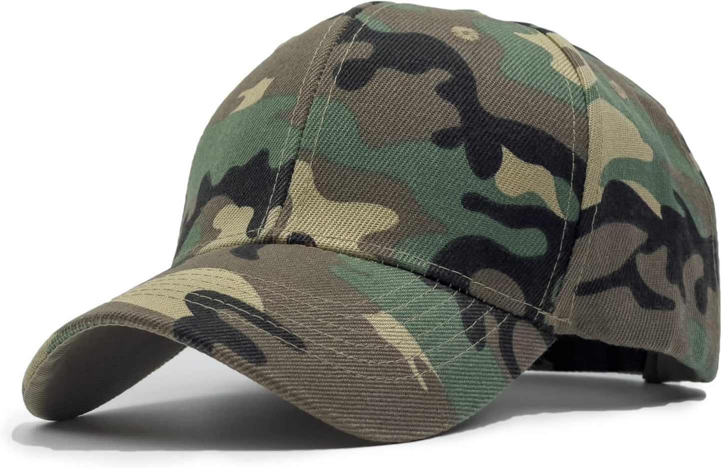 Structured Baseball Cap with Adjustable Closure - Performance Hat for Outdoor Activities and Custom Embroidery (1pc Camo Woodland)
