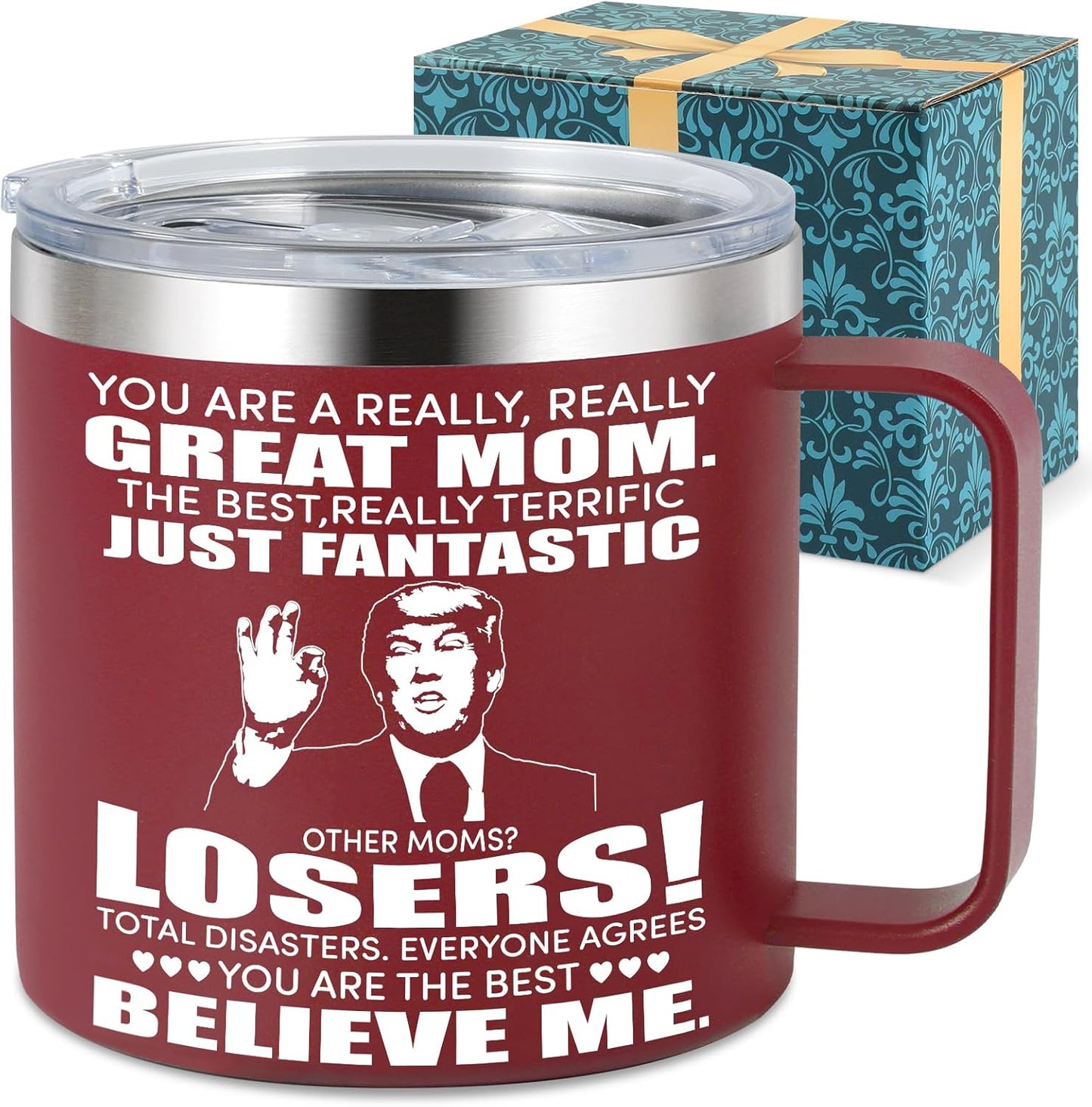 Gifts for Mom from Daughter, Son - Mother’s Day, Birthday, Christmas Ideas Funny Gifts for Mommy, Mama - 14 Oz Coffee Mug (Mom Red)