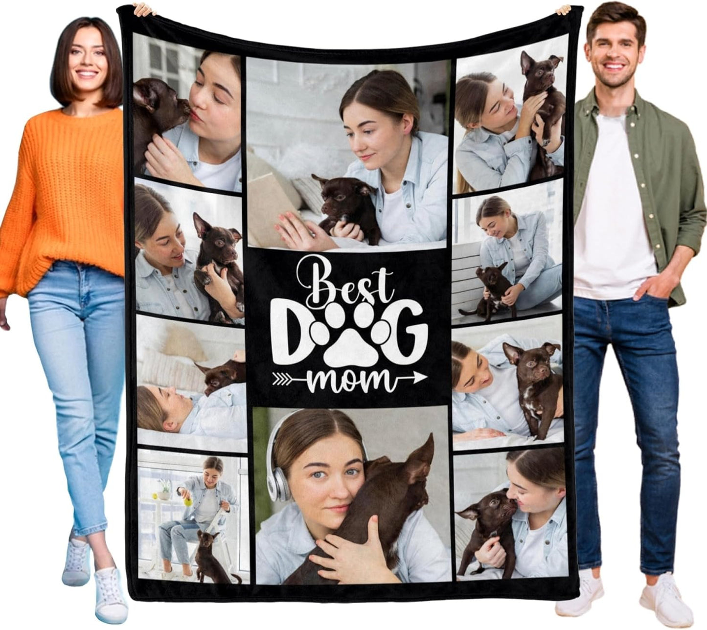 Dog Mom Blanket Gifts for Women Personalized Photo Blankets Custom Blankets with Picture Best Dog Mom Ever Gift Customized Throw Blanket Mothers Day Christmas Birthday Gifts for Dogs Lovers