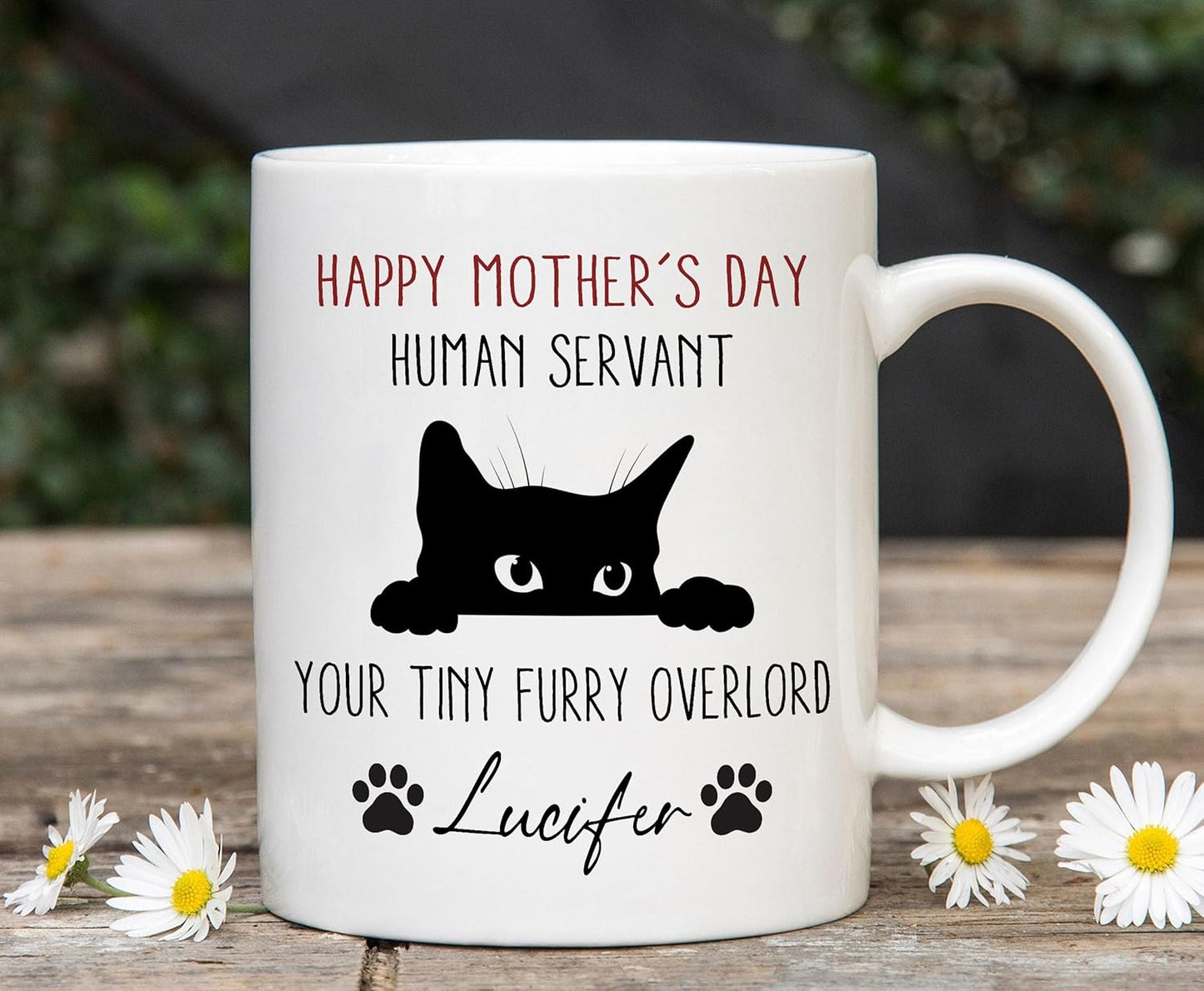 Personalized Funny Cat Mugs Happy Mother's Day Father's Day Human Servant Your Tiny Furry Overlord Mugs Funny Gift For Cat Lovers Mothers Day Fathers Day Gift For Mom Dad Custom Name Mug For Women Men