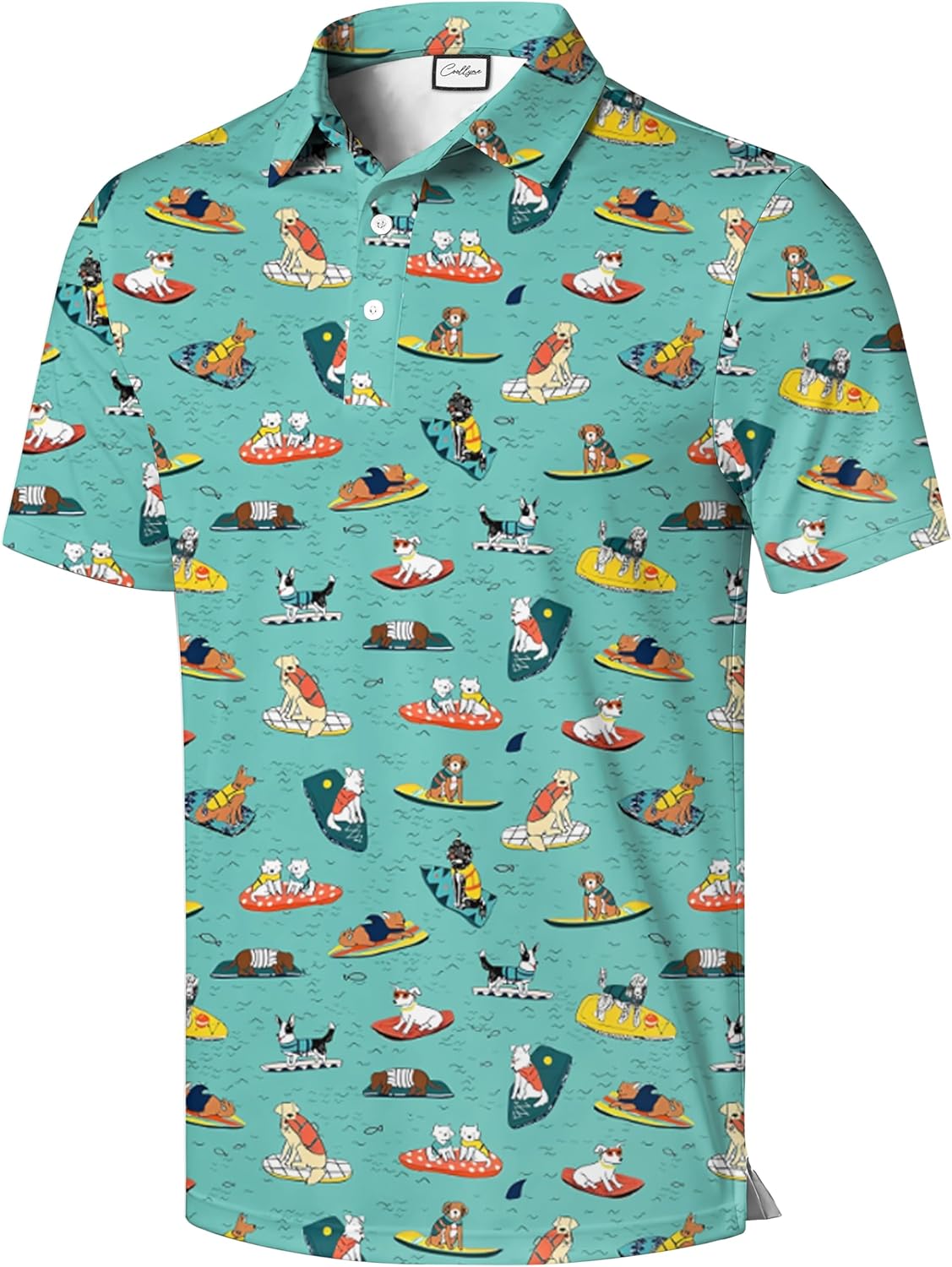 Men's Hawaiian Print Polo Shirt, Short Sleeve Casual Polo Top, Tropical Vacation Party Style