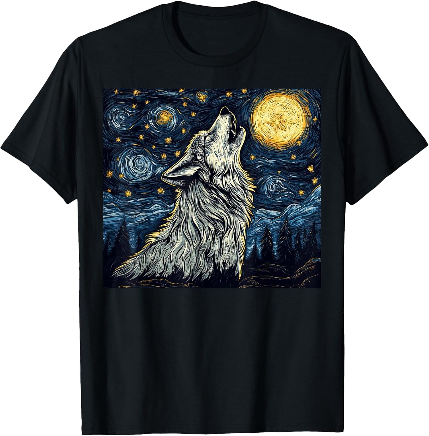 The Starry Night Wolf Merch