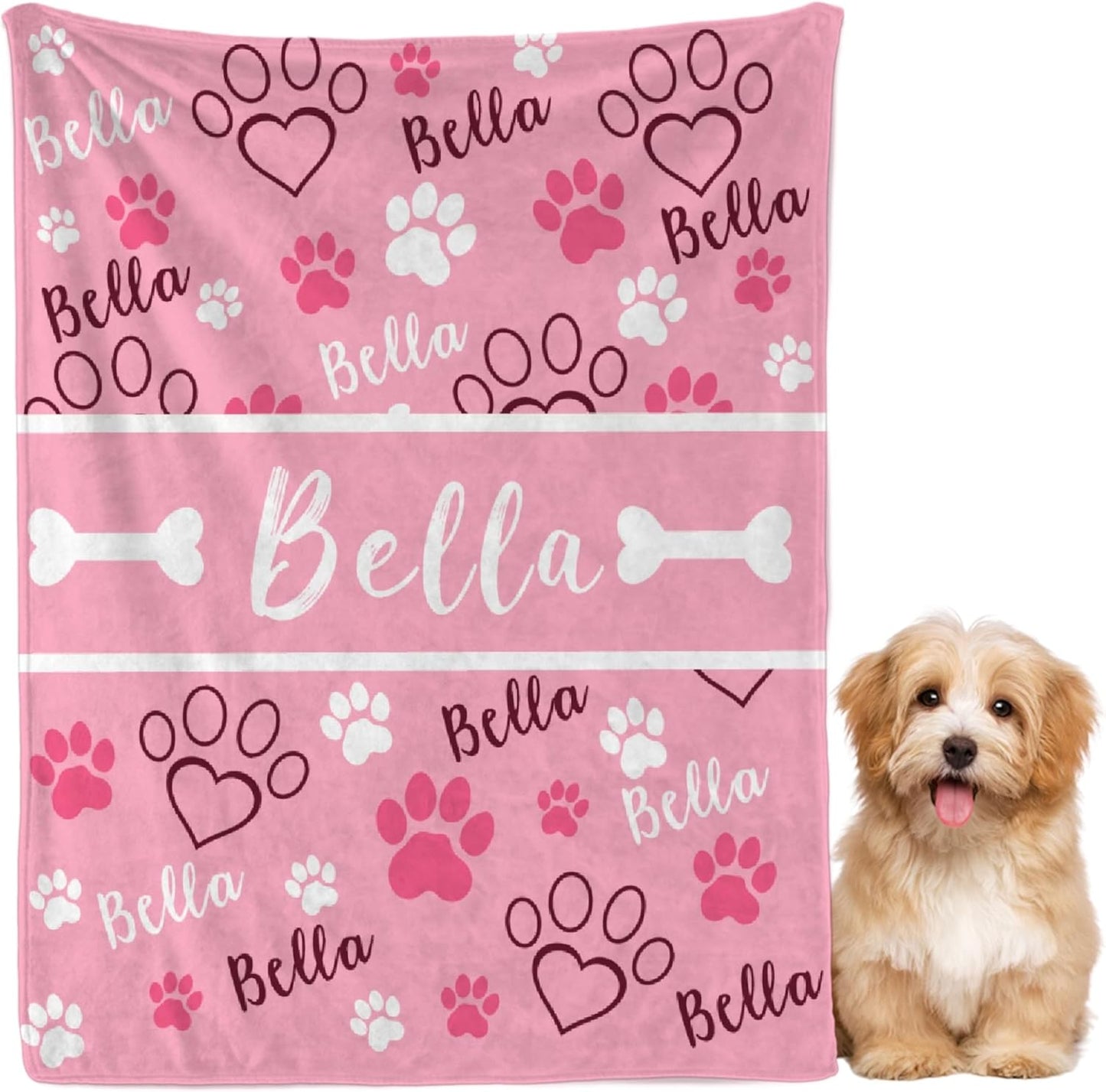 Custom Dog Blankets with Pictures, Personalized Name Blanket for Pets, Customized Pet Photo Throw,The Lightweight Blanket All-Season 40"x30"for Pet