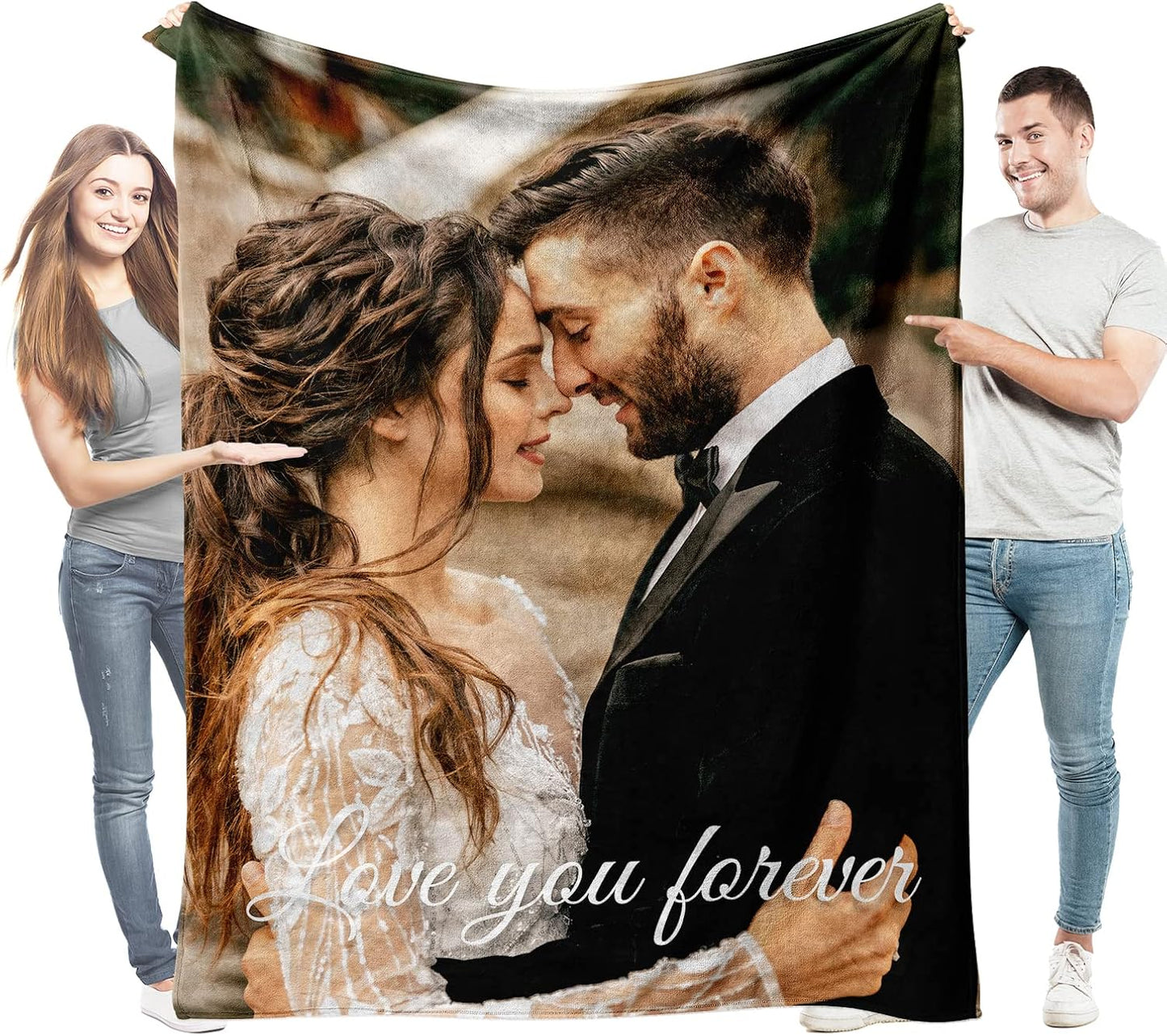 Easycosy Customized Photo Gifts for Him Her Personalized Anniversary Blanket for Men Women, Custom Picture Throw Blanket for Couple Boyfriend Girlfriend Wife Husband