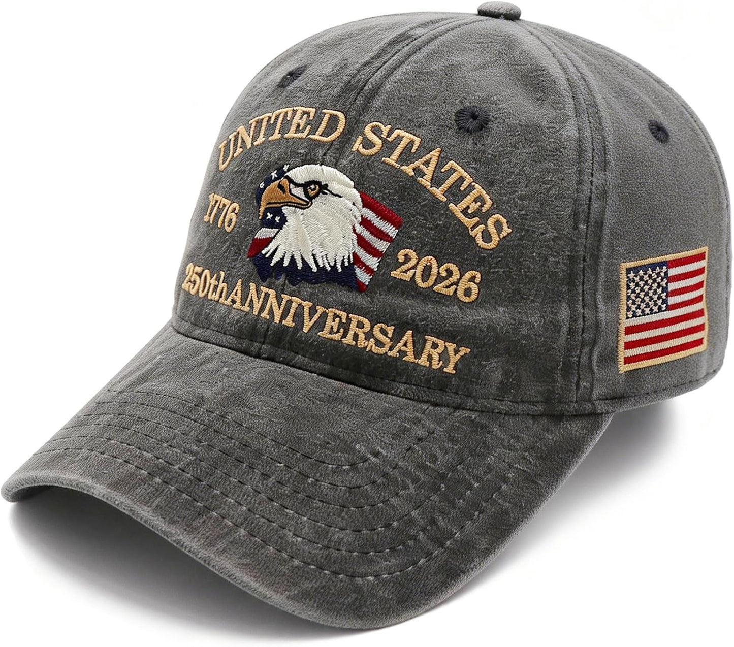 250th Anniversary USA Hat 1776-2026, Adjustable American Vintage Embroidered Eagle, Flag Unisex Patriotic Baseball Cap