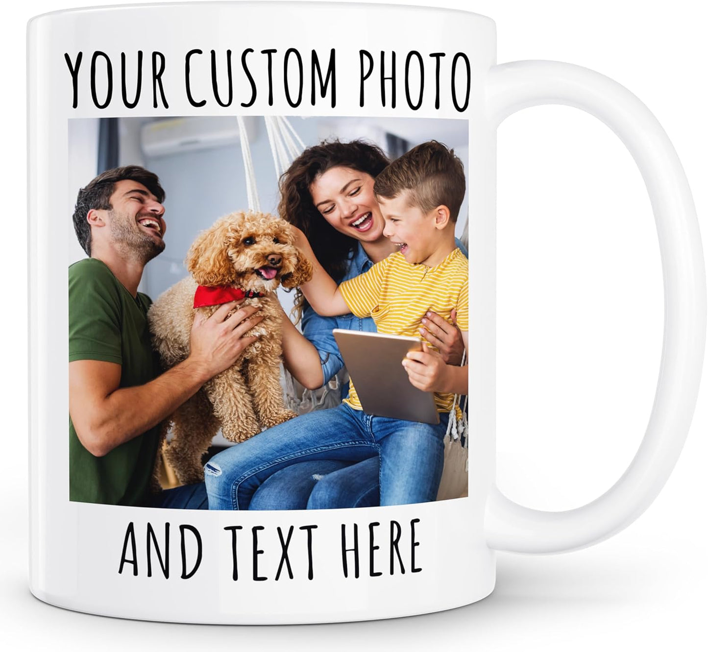Custom Coffee Mug with Photo, Text, or Logo | Personalized Ceramic Mug 11oz | Customizable Gift for Men, Women | Unique Gift for Birthdays, Holidays, Christmas | White