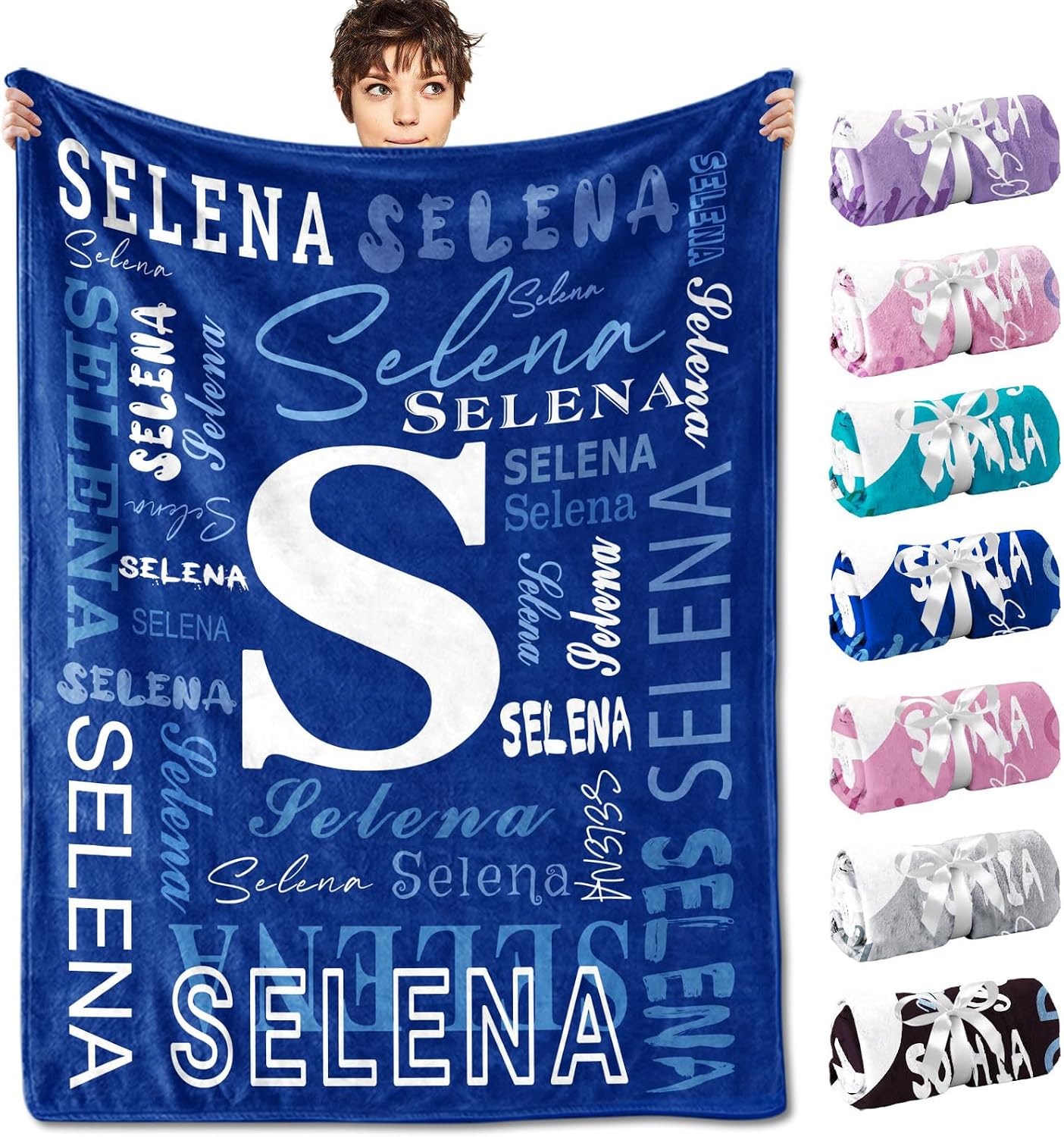 DayOfShe Personalized Blanket with Name for Kids Girls Boys Valentines Gifts Custom Blankets Flannel Throw Blankets for Birthday Christmas Blanket Gifts Printed in USA
