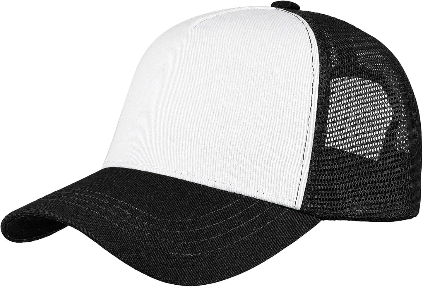 5-Panel Mesh Baseball Cap, Trucker Hat, Structured Plain Design, Cotton, Adjustable Size