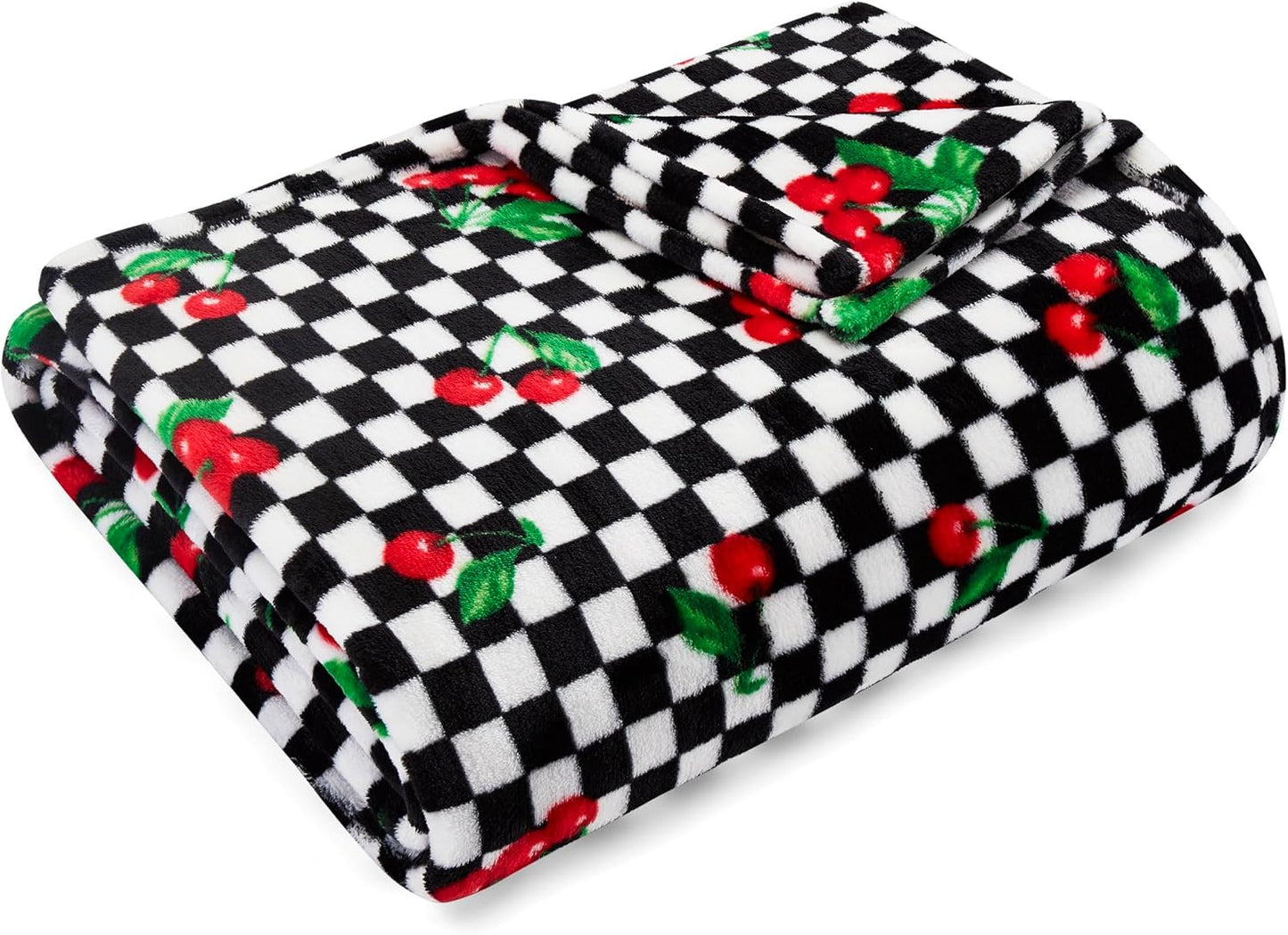 Betsey Johnson - Blanket, Buttery-Soft Throw Blanket for Couch or Bed, Boldly Plush & Oversized Bedding (Cherry Checker Red, 50" x 70")