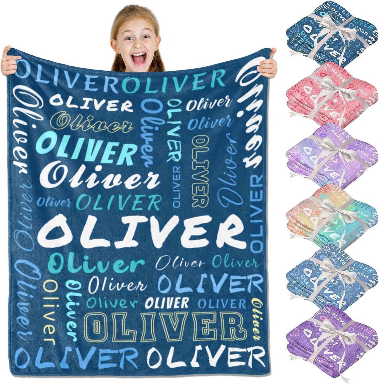 PUREFLY Personalized Blankets and Throws- Custom Blanket with Name for Adults and Kids, for Women and Men, Customized Fleece Throw for Baby Girls and Boys