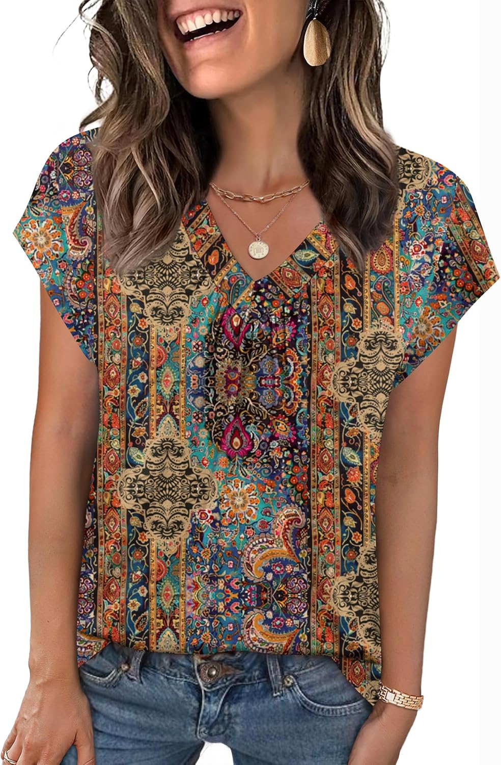 Womens Tops Short Sleeve V Neck Shirts Summer Dressy Casual Business Clothes Work Blouses Fashion Clothing Outfits