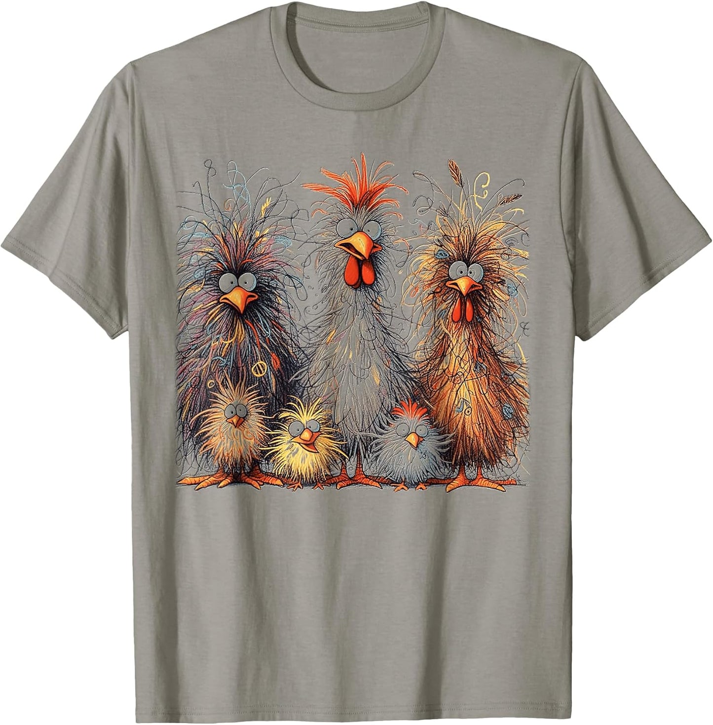 Eagerlys Colorful Funny Chicken Art t -shir t