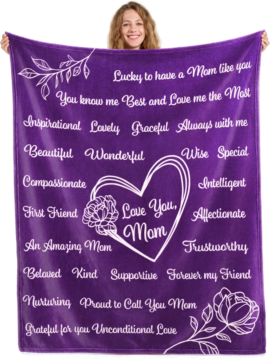 Joiedomi Mothers Day Blanket Gifts for Mom Birthday Gifts Soft Flannel Blanket for Mom Grandma from Daughter Son 50" x 60" Purple