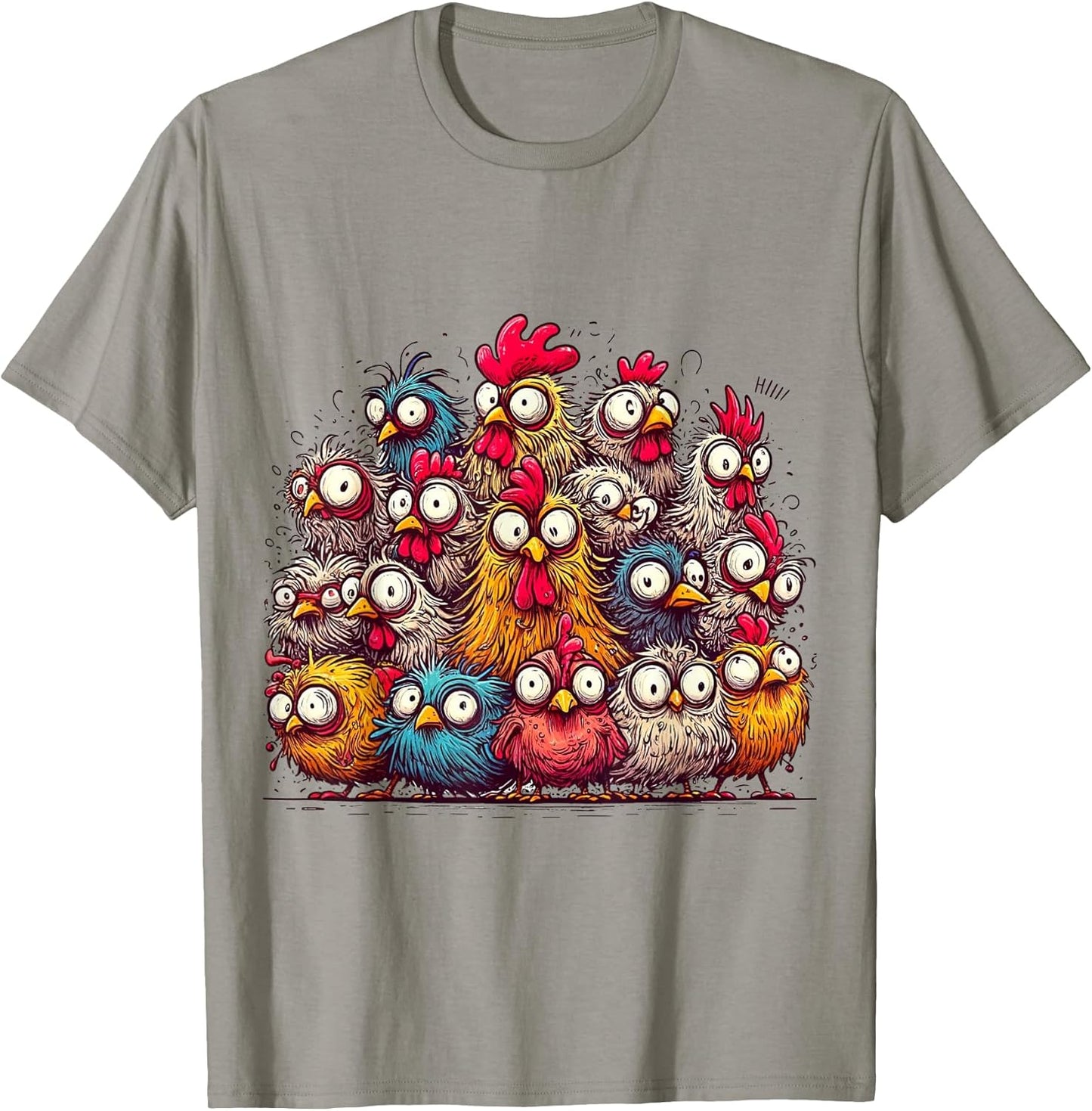 Eagerlys Colorful Funny Chicken Art tee