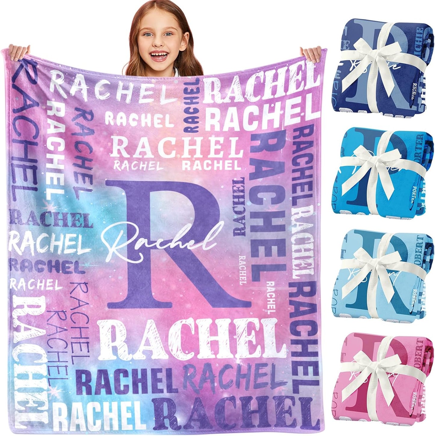 Personalized Blankets for Teen Girls Boys - Printed in USA, Custom Blanket with Kids Names, Ultra-Soft Flannel Monogrammed Baby Throws Blankets, Customized Christmas Easter Gifts for Kids Adults