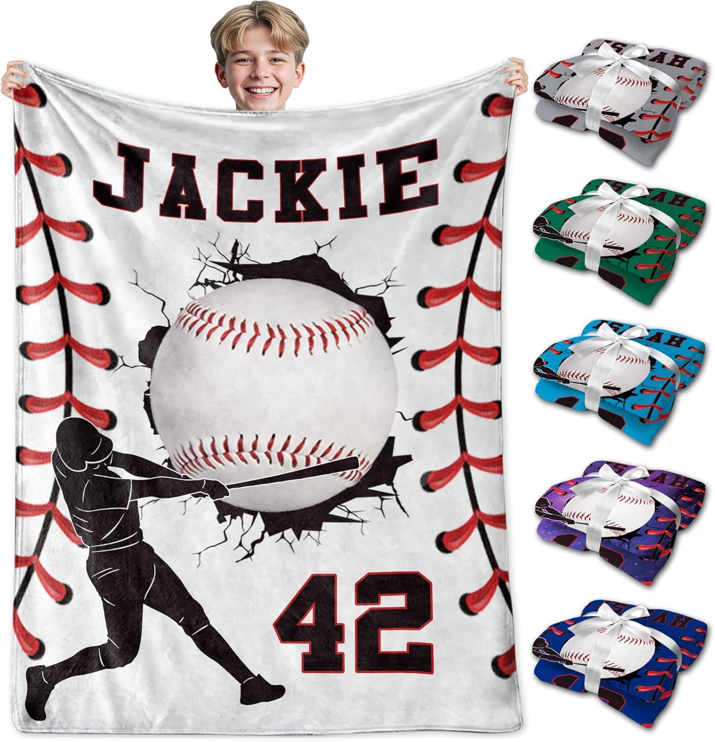 Ship Next Day Personalized Baseball Blanket Gifts for Teen Boys Custom Sport Baseball Player Lovers Fans Gifts Customized Throw Blanket for Men Son Kids