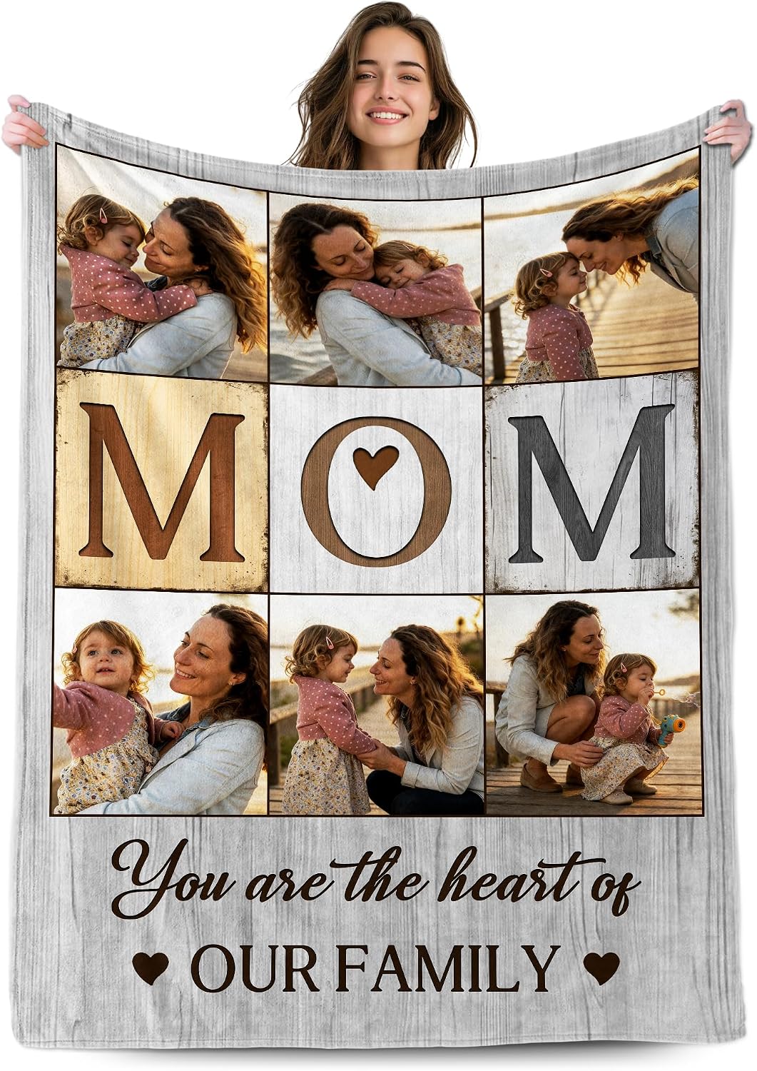 Customized Mothers Day Birthday Gifts for Mom from Daughter Son Kids Husband, Custom Blanket with Picture, Personalized Photo Blanket for Mama Wife Grandma, Mom Gifts for Anniversary Christmas