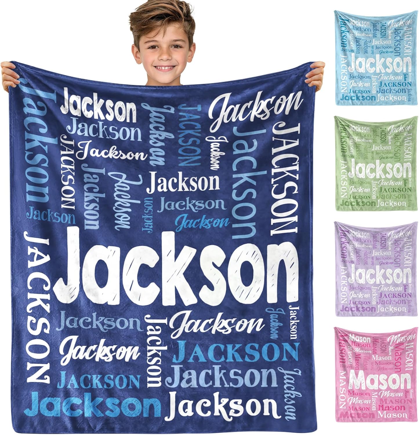 Ships Next Day, Personalized Blanket for Teen Boys Custom Kids Blanket with Name Ultra-Soft Cozy Flannel Fleece Blankets Customized Easter Gifts for Kids Adult