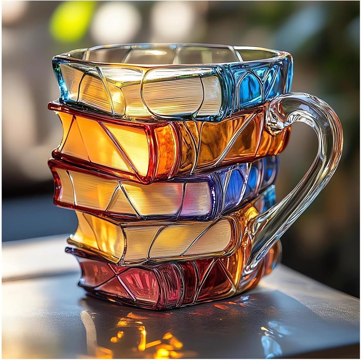 Painted Book Mug 2025 New Novelty Mugs for Book Lovers Gifts Unique Handmade Coffee Mugs Glass 11 0z Cool Funny Bookish Tea Cups Cute Tumblers Books Worm Readers Writers Librarian Gifts Women (1PC)