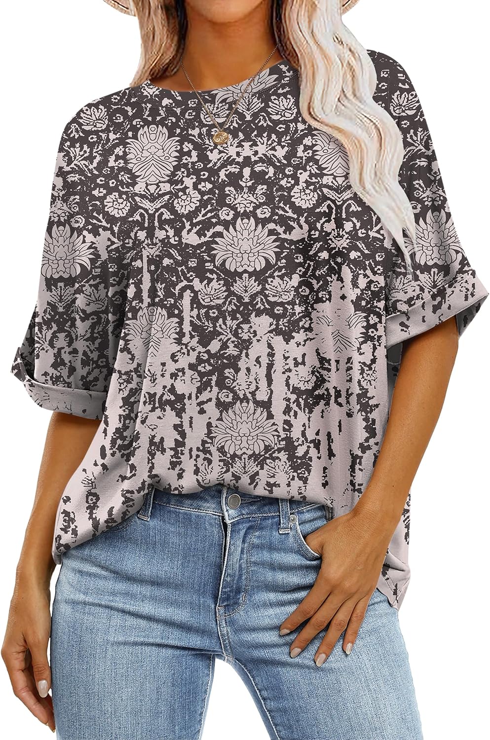 Womens Tops Oversized T Shirts Short Sleeve Crewneck Summer Casual Loose Basic Tee Shirt 2026 Trendy Fashion Clothes