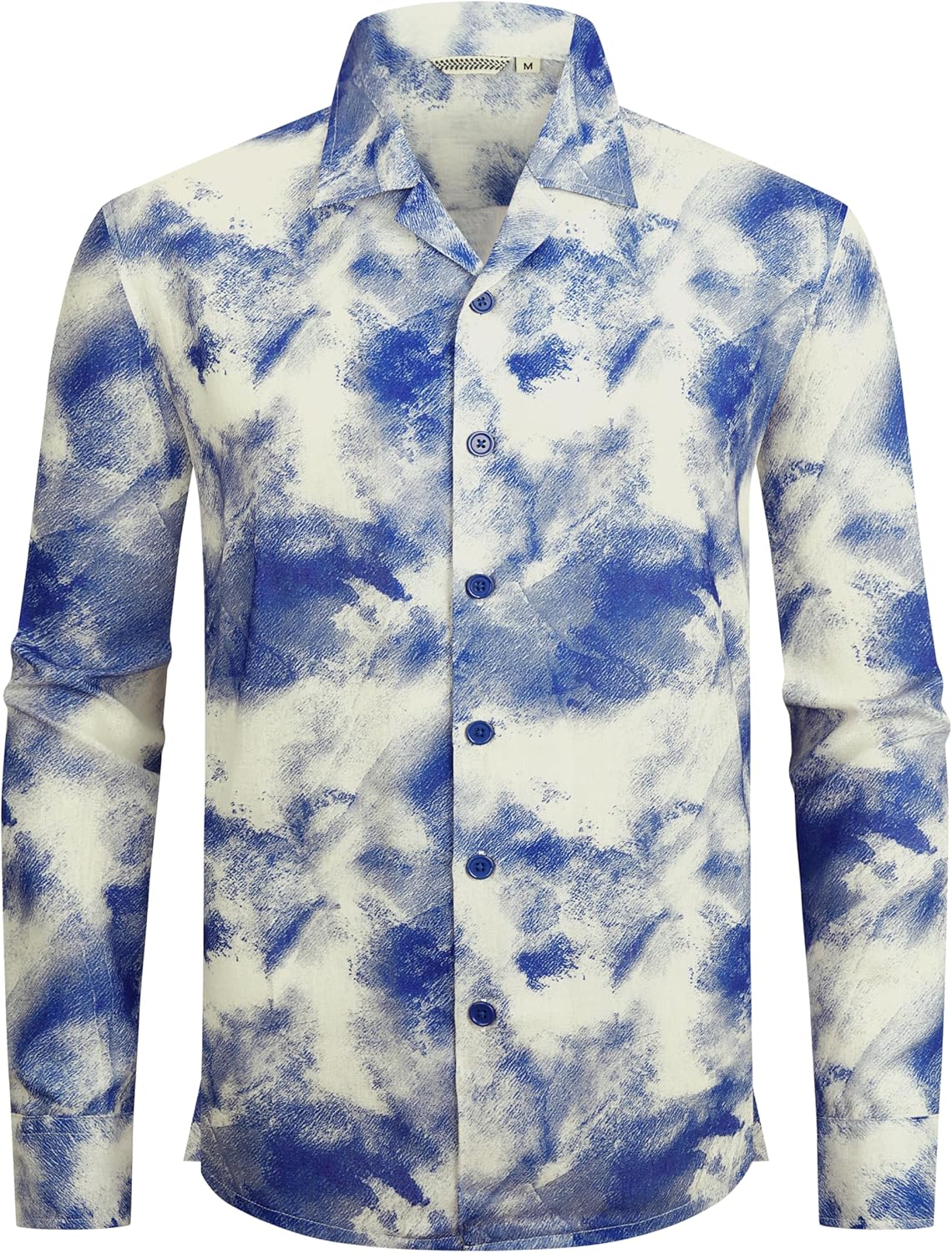 Mens Printed Dress Shirts Long Sleeve Regular Fit Button Down Shirt