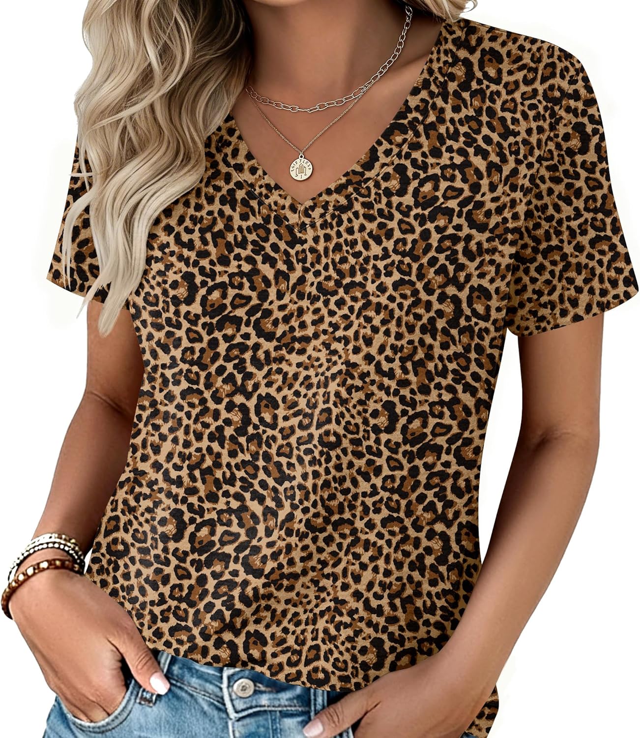 Womens Tops Summer Casual Short Sleeve Tshirts Business Basic Spring V-Neck Shirts Outfits S-3XL