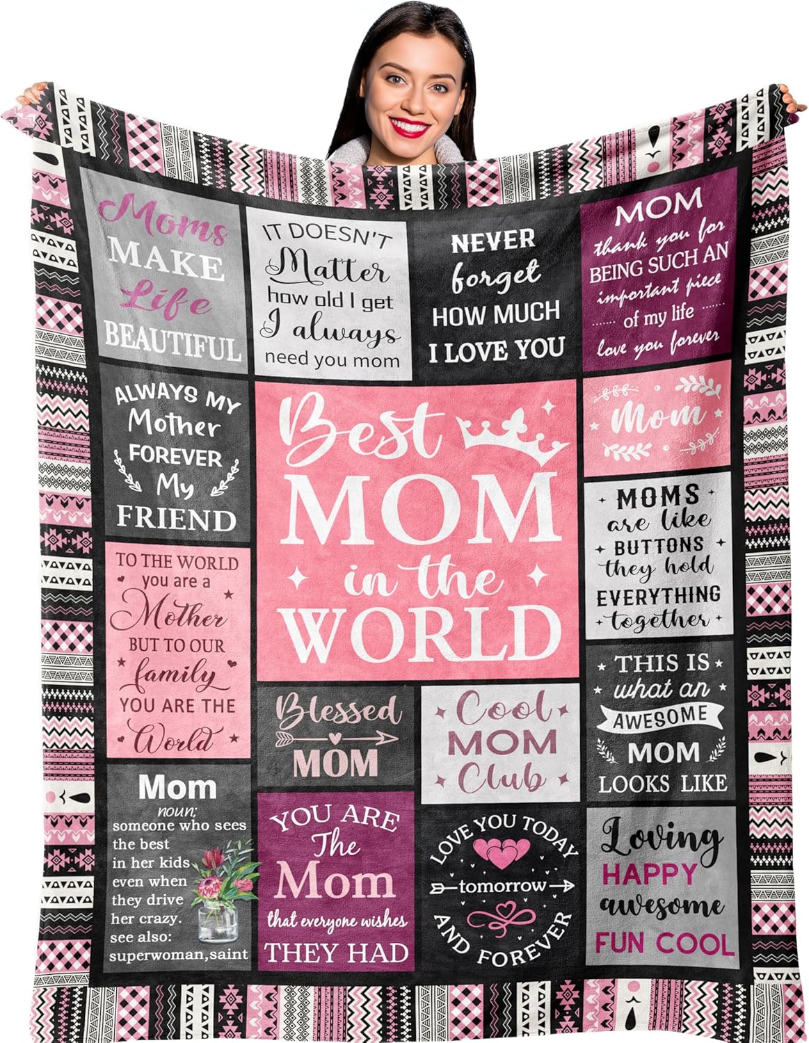 Ruvinzo Gifts for Mom, Mom Birthday Gifts, Mom Gifts, Birthday Gift for Mom, Gifts for Moms from Daughter Son, Mama Mother Gifts, Best Mom Ever Gift, Valentines/Mothers Day to My Mom Blanket 60” x 50”