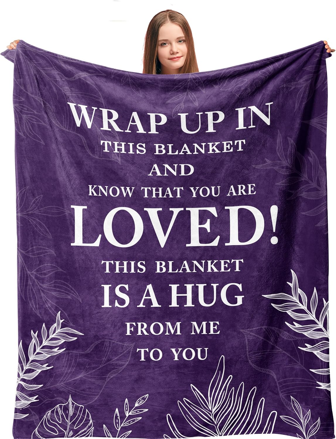 Gifts for Women Christmas, Inspirational Gifts for Woman, Cozy Soft Throw Blankets for Women, Positive/Spiritual Gifts, Purple Gifts for Older Woman, Get Well Gifts, Love Hug Blanket 60”x50”