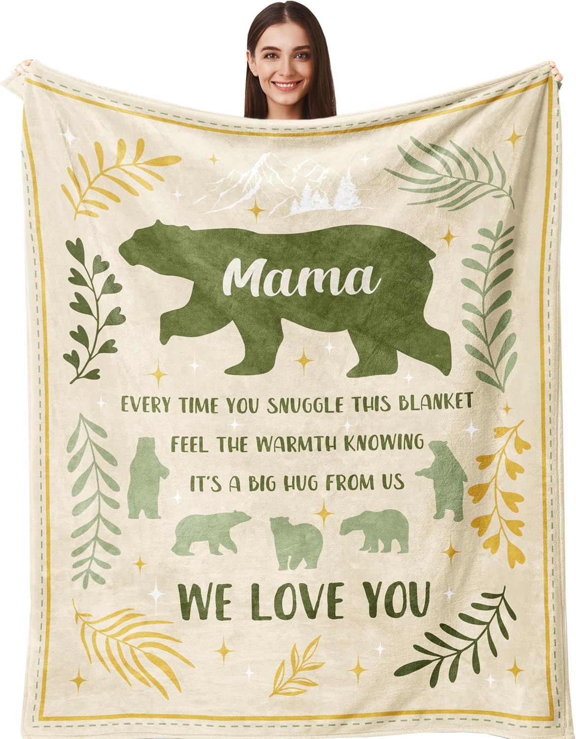Gifts for Mom Mothers Day, Mama Blanket 60"X50", Best Mama Bear, Cool Mother Birthday Gifts, Mom Gift from Daughter Son, Soft Throw Blankets for Christmas Mother's Day