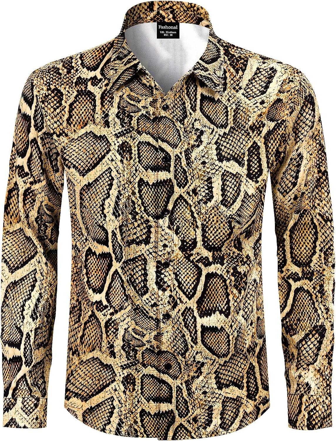 Men's Animal Print Novelty Button Down Long Sleeve Shirt, S-4XL