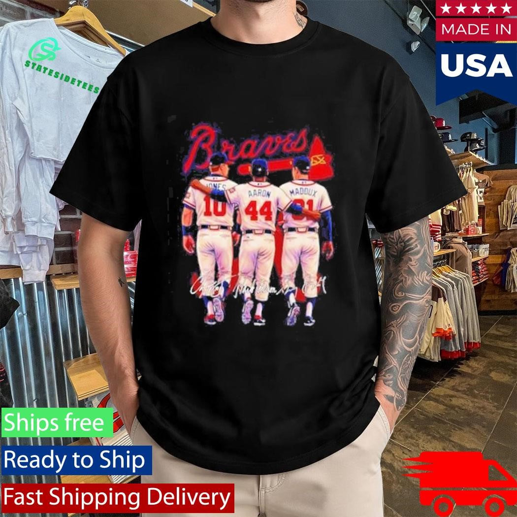 Atlanta Braves Jones Aaron Maddux Legends Hall Of Fame Shirt