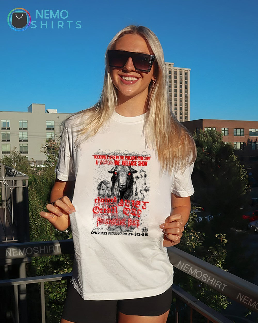 Decaying flesh in the Philadelphia Sun Kung Fu Necktie shirt
