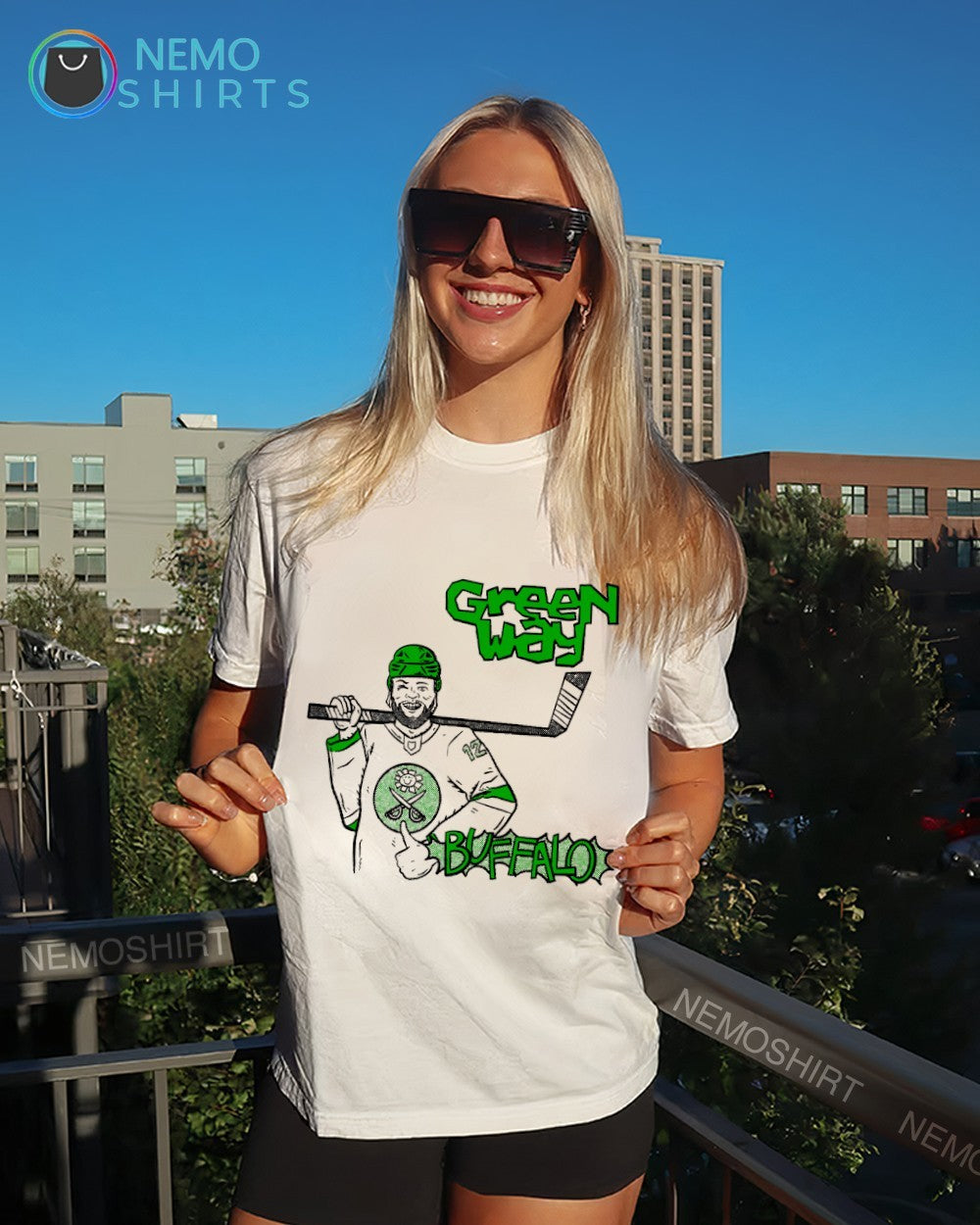 Green Way Buffalo hockey player shirt