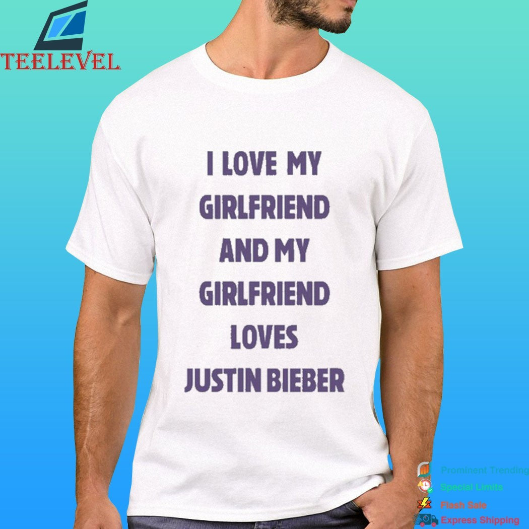 Nick Vamvo Wearing I Love My Girlfriend And My Girlfriend Loves Justin Bieber Shirt