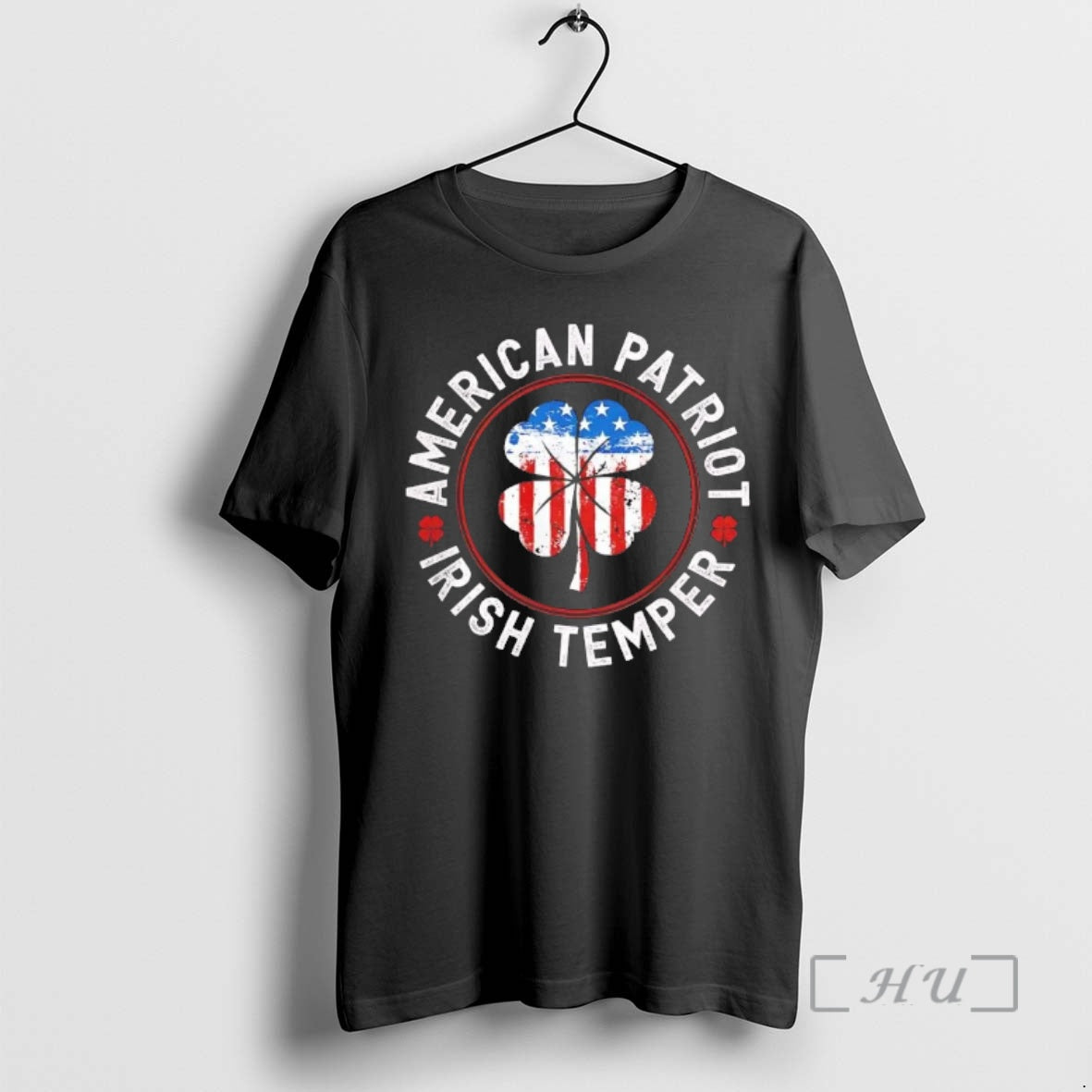 Officials American Patriot Irish Temper Shamrock American Flag St Patricks Day Tee Premium T Shirts