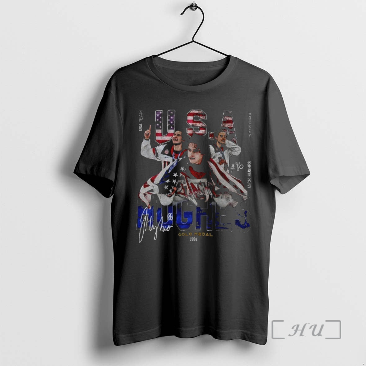 Officials Jack Hughes Gold Medal Usa Hockey Player Graphic Signature