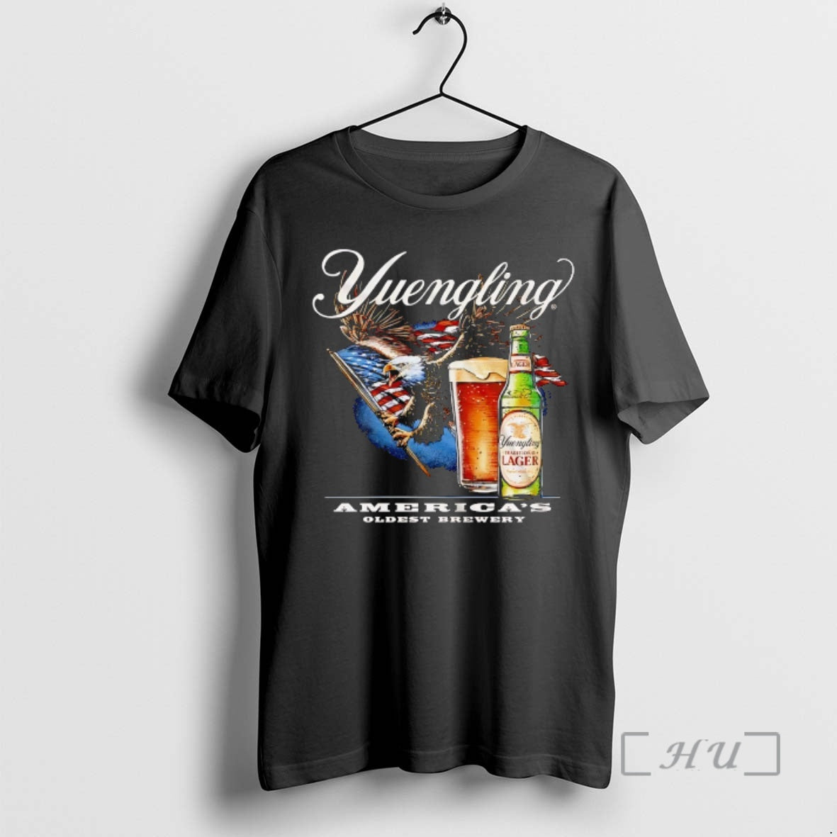 Officials Yuengling Traditional Lager Beer Americas Oldest Brewery Eagle Holding Usa Flag Premium T Shirts