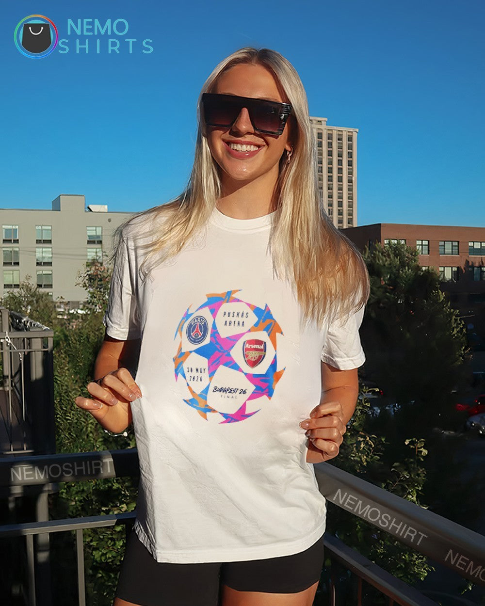 Paris Saint-Germain vs Arsenal Budapest 2026 final Puskas Arena starball shirt