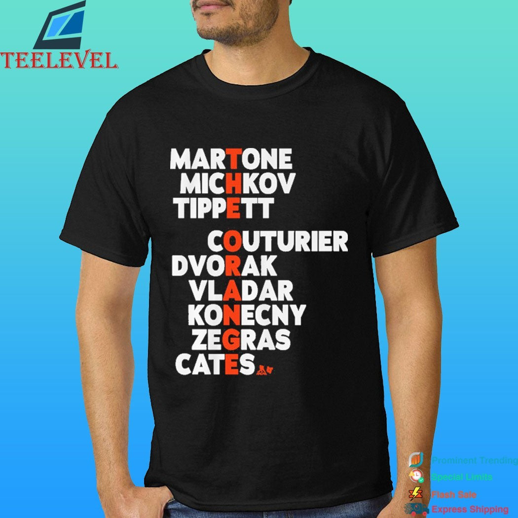 Philadelphia Hockey The Orange Names Martone Michkov Tippett Couturier Dvorak Vladar Konecny Zegras Cates Shirt